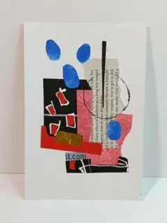 コラージュ 抽象画 アート 原画 ポストカードサイズ