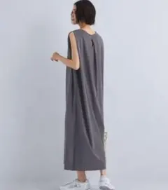 グリーンレーベルリラクシング ノースリーブカットワンピース 体型カバー 綿100