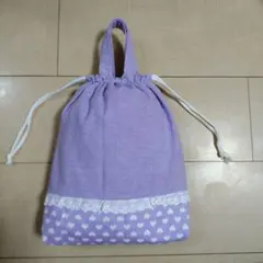 【⭐️ありす様用⭐️】紫系 ハート柄 お着替え袋 シューズ入れ 巾着袋