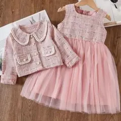 120　ツイード　チュールワンピース卒園式　入学式発表会　結婚式