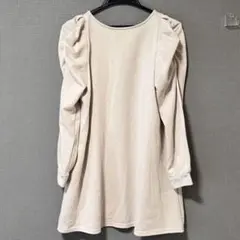 長袖 ミニワンピース アイボリー M パフスリーブ 春ワンピ