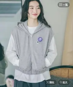 Niko and…缶バッチダブルジップフードベスト グレー M 完売品