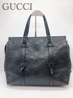 GUCCI GG柄 トートバッグ ハンドバッグ バッグ レザー 黒 A4収納可