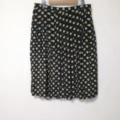 【訳あり】黒ベージュ花柄プリーツスカート