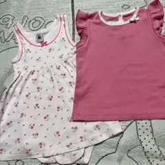 美品♡プチバトー♡花柄ワンピース　ピンクトップス♡１８m８１cm