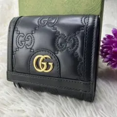 未使用級✨GUCCI 二つ折り財布 GG マーモント マトラッセ 黒