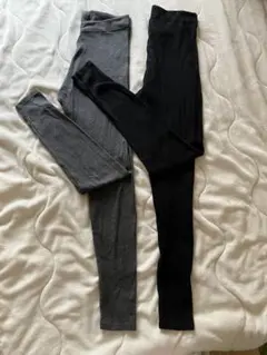 マタニティ　グレー ブラック 2枚セット　リブ　レギンス 産前　産後