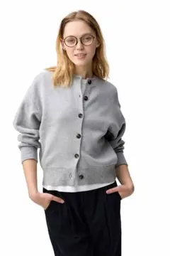 GU スウェットライクニットドルマンスリーブカーディガン