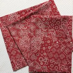 バンダナ柄 シーチング生地 赤 RED 計2m