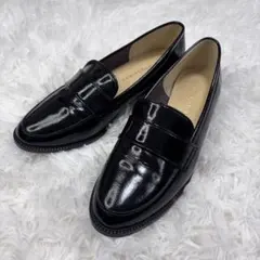 エナメル ローファー 黒 23cm レインシューズ 美品 日本製　晴雨