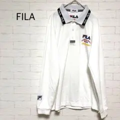 FILA フィラ　白 長袖ポロシャツ ロゴ入り ゴルフ スポーツ