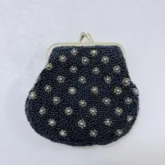 香港製 ビーズ刺繍 ポーチ ブラック - メルカリ