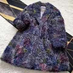 総丈108/激レアデザイン チベットラム/紫 ファーコート 軽量 毛皮 エンバ