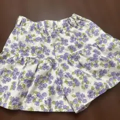 GU キッズ キュロット 120 花柄 パープル 女の子 ガールズ 紫 スカート