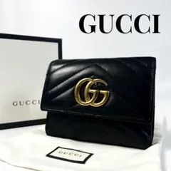 希少✨グッチ 三つ折り財布 キルティング GGロゴ金具 マーモント レザー