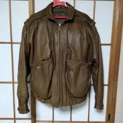 羊レザー1980年代物。ライダースジャケット。クリーニング済み。ブラウン色