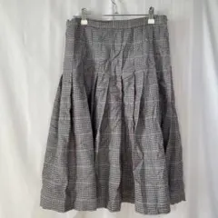 ✴️ハンドメイド1点もの✨千鳥格子×カラーライン 膝下丈プリーツスカート【F】