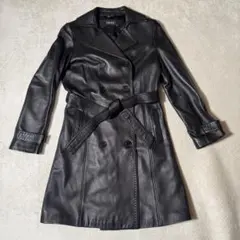 【美品】LAZO 羊革 ラムレザー ダブル トレンチコート