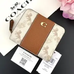 希少！新品 COACH コーチ 折り財布 二つ折り財布 馬車ロゴ 百貨店モデル