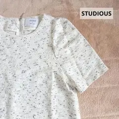 STUDIOUS　白ツイード　半袖トップス　サイズ０　made in JAPANのサムネイル
