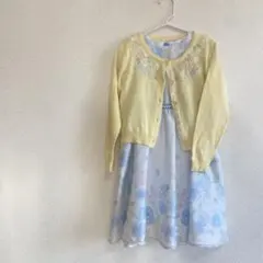 メゾピアノ　入学式　発表会　ワンピース　カーディガン　花　刺繍　120cm