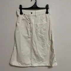 lee コーデュロイスカート Lee ホワイト 膝下ミディ丈スカート フレア