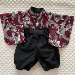 ハンドメイド☆ベビー袴☆鯉柄☆エンジ地×ブラック