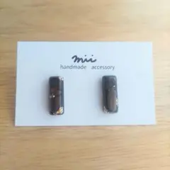 No.485 天然石 タイガーアイ ピアス レジン ステンレス