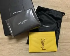 春カラー♡ミモザ♡本物付属品有SAINT LAURENTカードケースYSLロゴ 