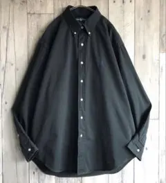 Ralph Lauren ラルフローレン　長袖　ボタンダウン　シャツ　黒　ツイルのサムネイル