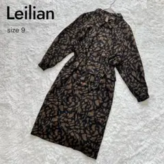 Leilian レリアン 襟付き ウール 総柄 ロングワンピース サイズ9