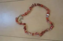 天然石チップネックレス オレンジ系