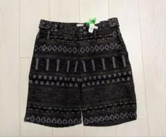 C.L.N standard 幾何学模様 ハーフパンツ キュロット 黒 紫