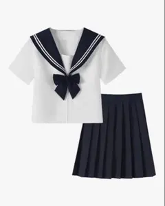 セーラー服上下セット 白/紺 夏用セーラー服