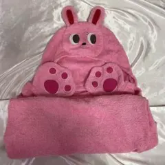 ミキハウス うさこ バスポンチョ ベビー バスローブ ピンク おくるみ【美品】