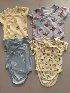 60cm 前開き肌着4点セット（こぐまちゃん、ミッフィー、ライオン・飛行機柄）