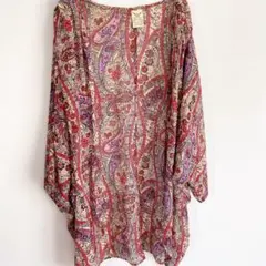 Faded Glory カーディガン ペイズリー 花柄 XL シースルー 春夏