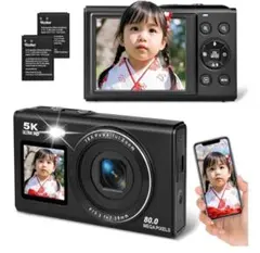 デジタルカメラ WiFi対応 64GB SDカード5K80MP機能小型デジタルのサムネイル