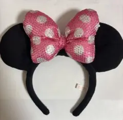 ミニーピンクのカチューシャ スパンコール