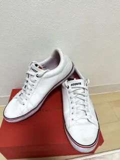 【LACOSTE】ラコステ LEROND 26.5cm キャンバススニーカー 白