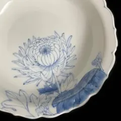 古伊万里 骨董 色絵 金彩 栗に蝶々の図 秋 輪花縁 なます皿 膾皿
