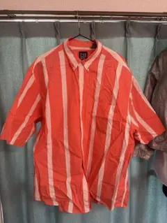 GAP 半袖シャツ オレンジと白のストライプ