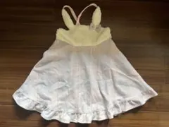 【メゾピアノ】ワンピース ジャンパースカート うさ耳 ピンクパープル 110