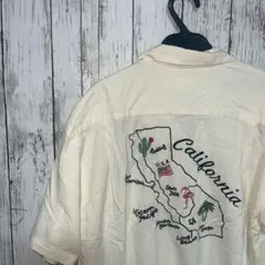 【〇】半袖シャツ M 刺繍 アメカジ 柄シャツ 古着 短丈 短丈シャツ 開襟のサムネイル