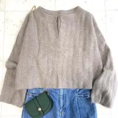 美品 ガリャルダガランテ 23AW ウールワイドリブニット 前後2WAY モカ