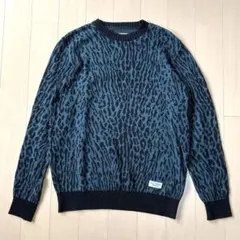 18SS★ワコマリア レオパード柄 コットン ニット セーター ブルーグリーンSのサムネイル