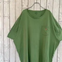 ポロラルフローレン　Tシャツ　グリーン　刺繍ロゴピンク　オーバーサイズ