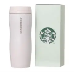 スタバ　ギフトボックス入りカーヴドステンレスボトルピンクベージュ355ml