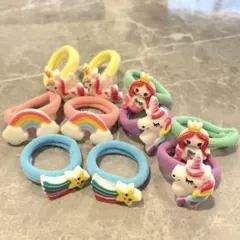 【新品】ベビー　キッズ　ユニコーンヘアゴム　ヘアゴム　5ペアセット