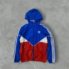 adidas シャカシャカ　ウィンドブレーカー　赤／青　ビックロゴ